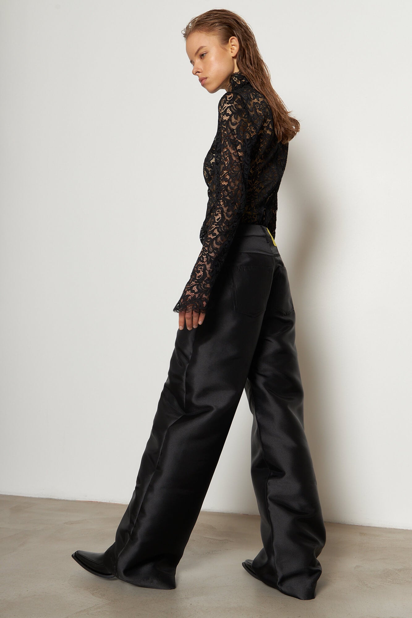 Boyfriend Trousers Satin Black