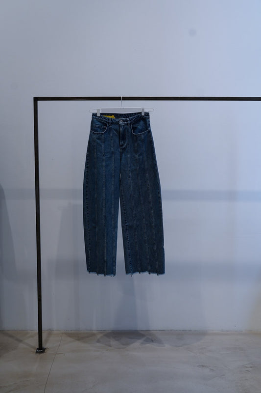 Denim Boyfriend Trousers With Seam Lines