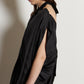 Silk Pleated Knot Top Black