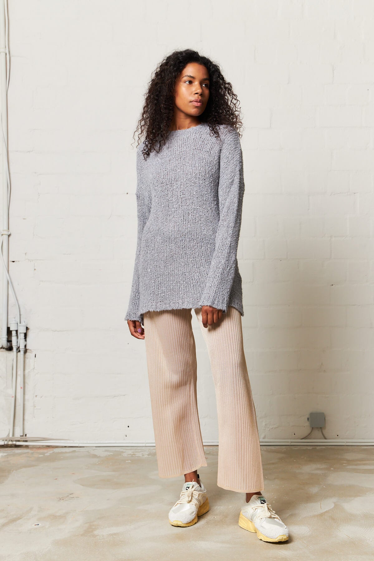 Shop Our Legacy Popover Roundneck Grey Boucle at The Wasted Hour