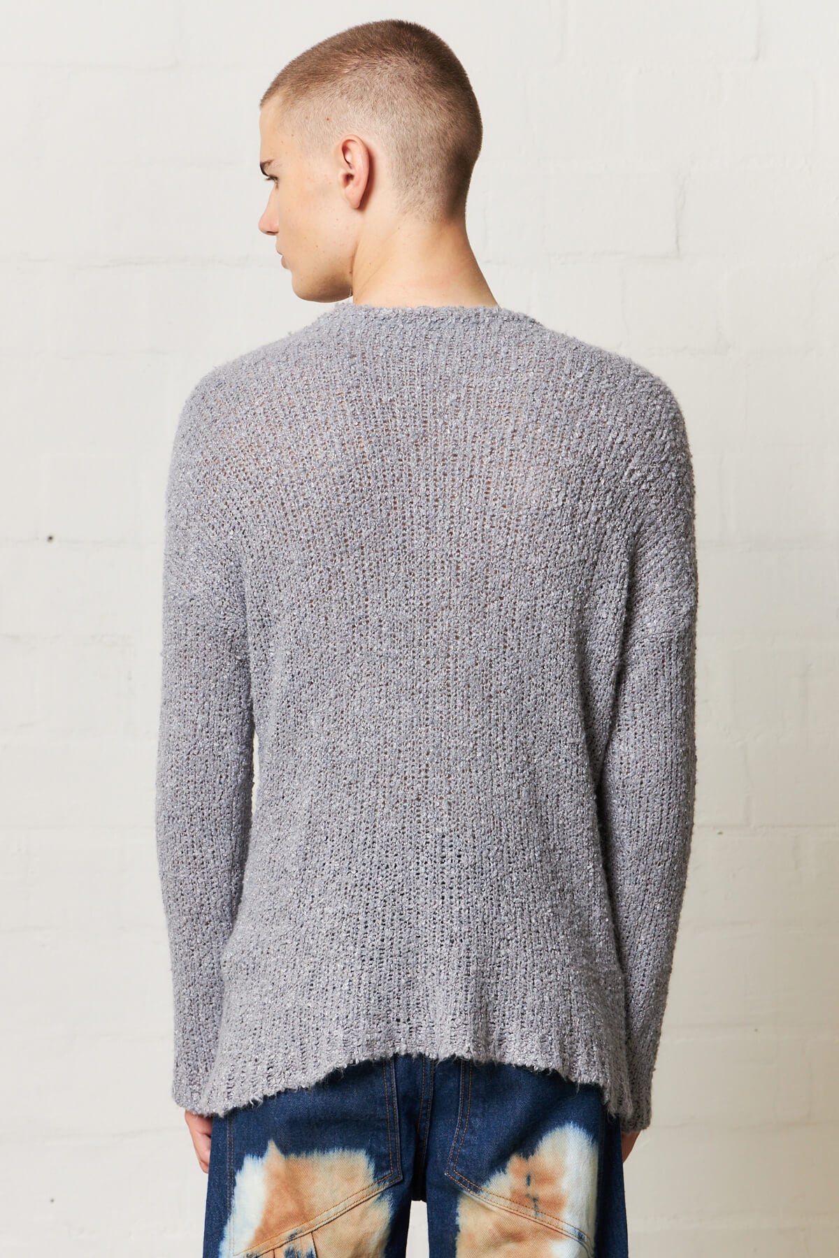 Shop Our Legacy Popover Roundneck Grey Boucle at The Wasted Hour
